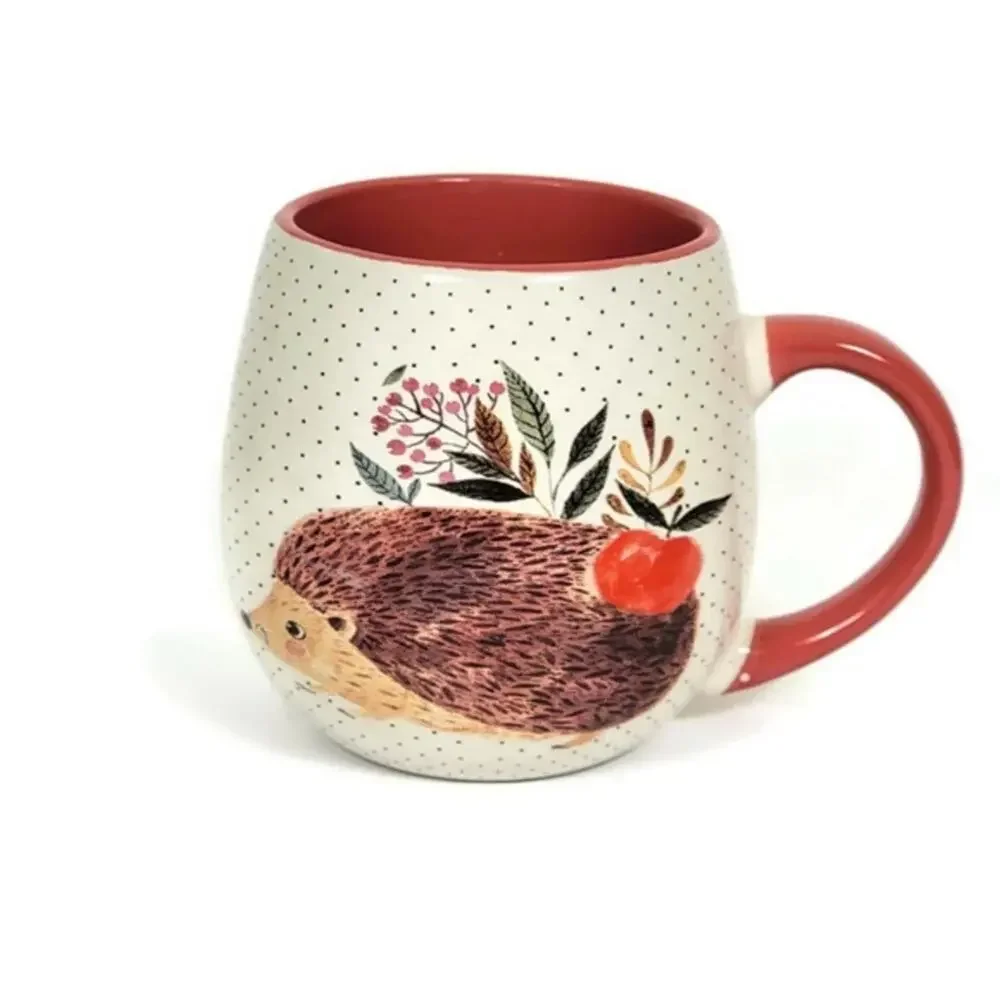 Nicole Miller Home Hedgehog Coffee Mug Large 14oz Ceramic Red Handle
